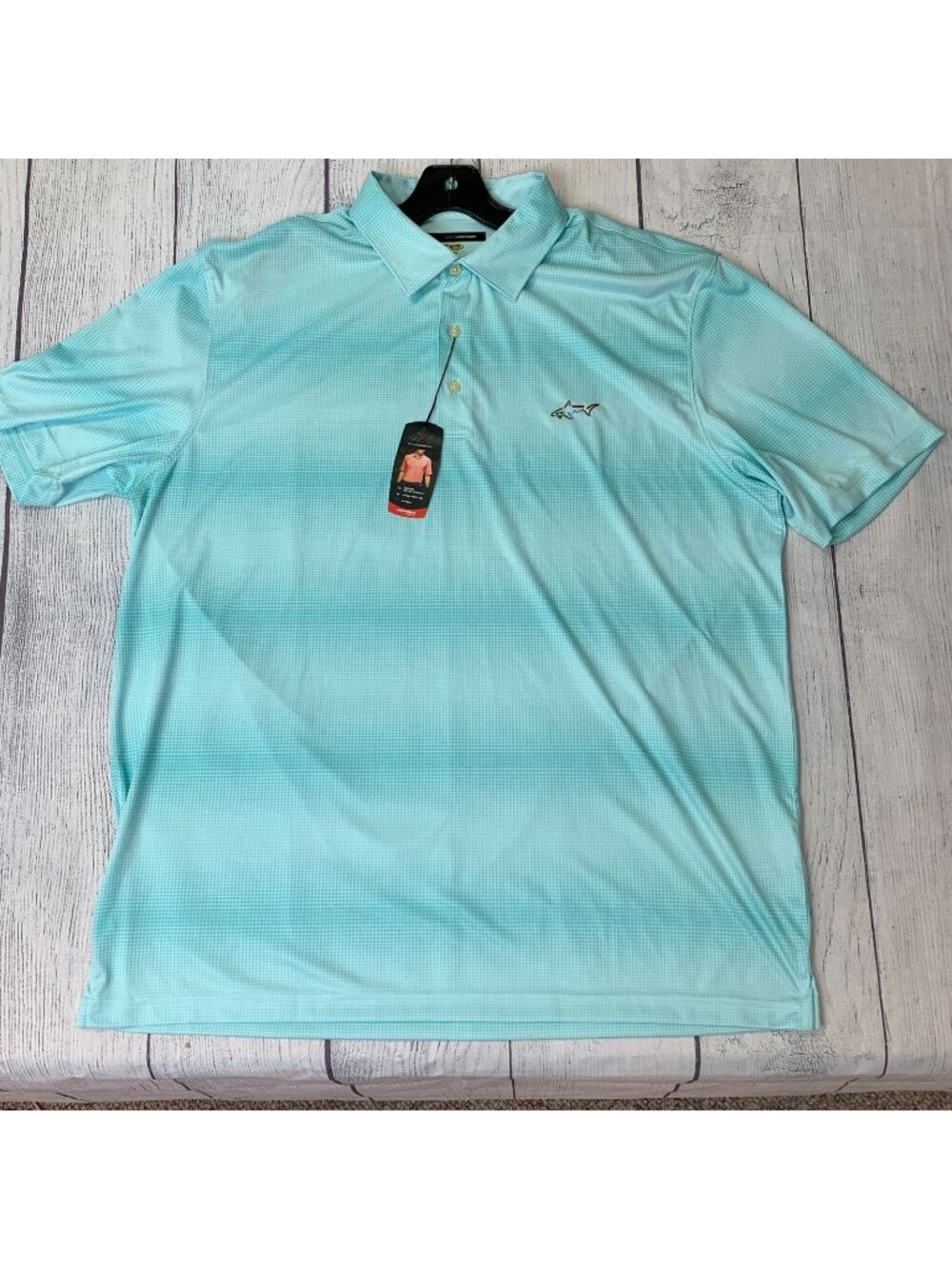 Greg Norman sz XXL Golf Polo SS Aqua Dotted Play Dry New NWT